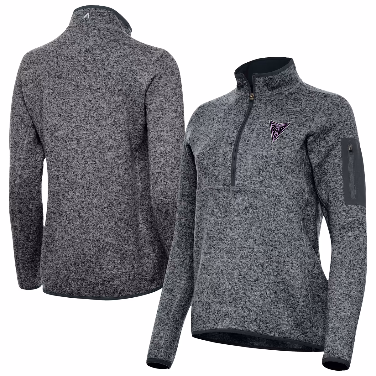 Women's Antigua Heather Gray Golden State Valkyries Fortune Half-Zip Pullover Jacket