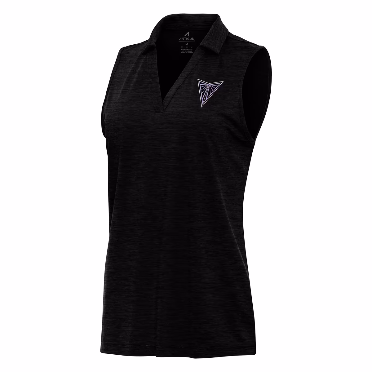 Women's Antigua Heather Black Golden State Valkyries Layout Sleeveless V-Neck Polo 3 Women's Antigua Heather Black Golden State Valkyries Layout Sleeveless V-Neck Polo