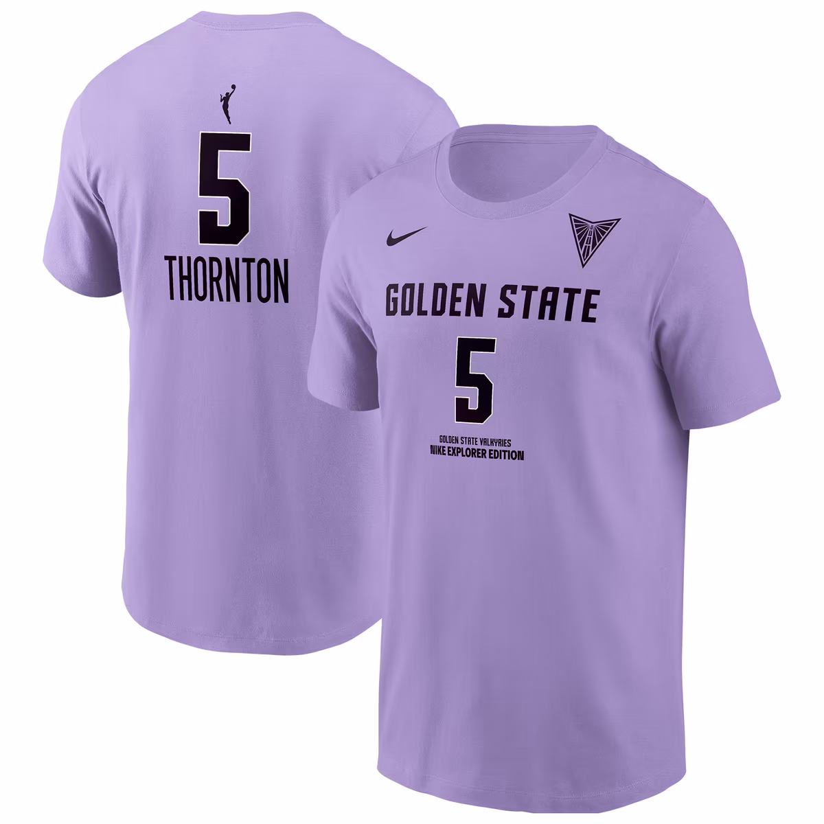 Men's Nike Kayla Thornton Lavender Golden State Valkyries Explorer Edition Name & Number T-Shirt