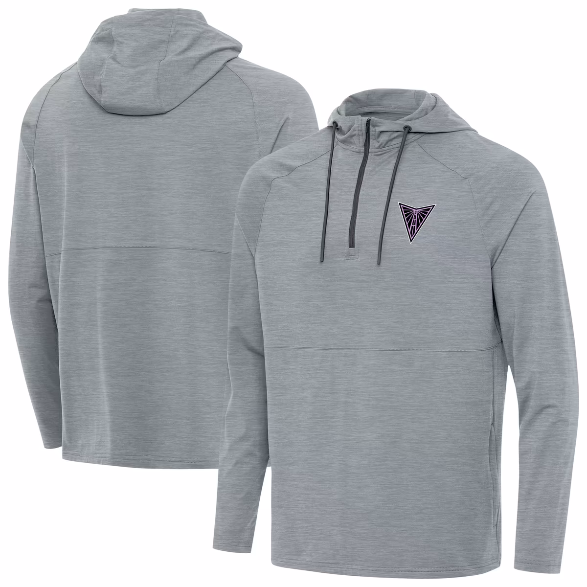 Men's Antigua Heather Gray Golden State Valkyries Spikes Raglan Quarter-Zip Hoodie