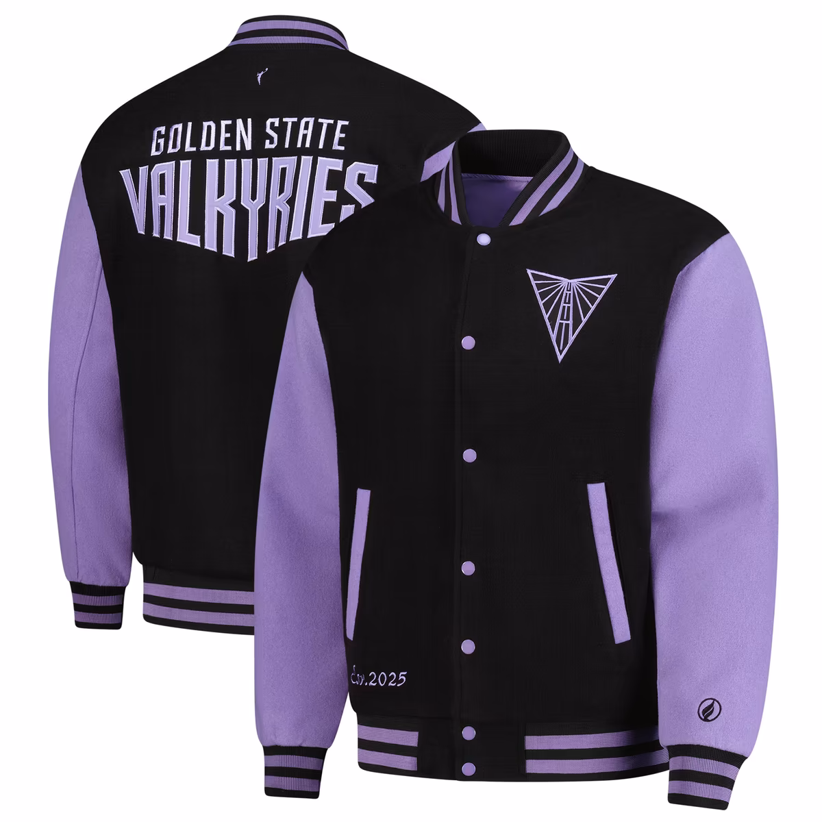 Unisex FISLL Eclipse Black Golden State Valkyries Full-Snap Varsity Jacket 2 Unisex FISLL Eclipse Black Golden State Valkyries Full-Snap Varsity Jacket
