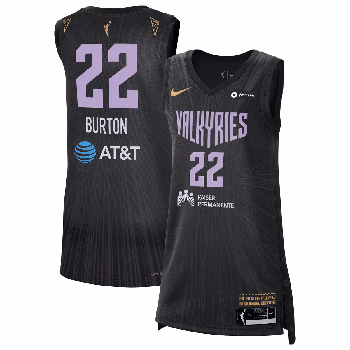 Unisex Nike Veronica Burton Black Golden State Valkyries Victory Badge Jersey - Rebel Edition 10 Unisex Nike Veronica Burton Black Golden State Valkyries Victory Badge Jersey - Rebel Edition